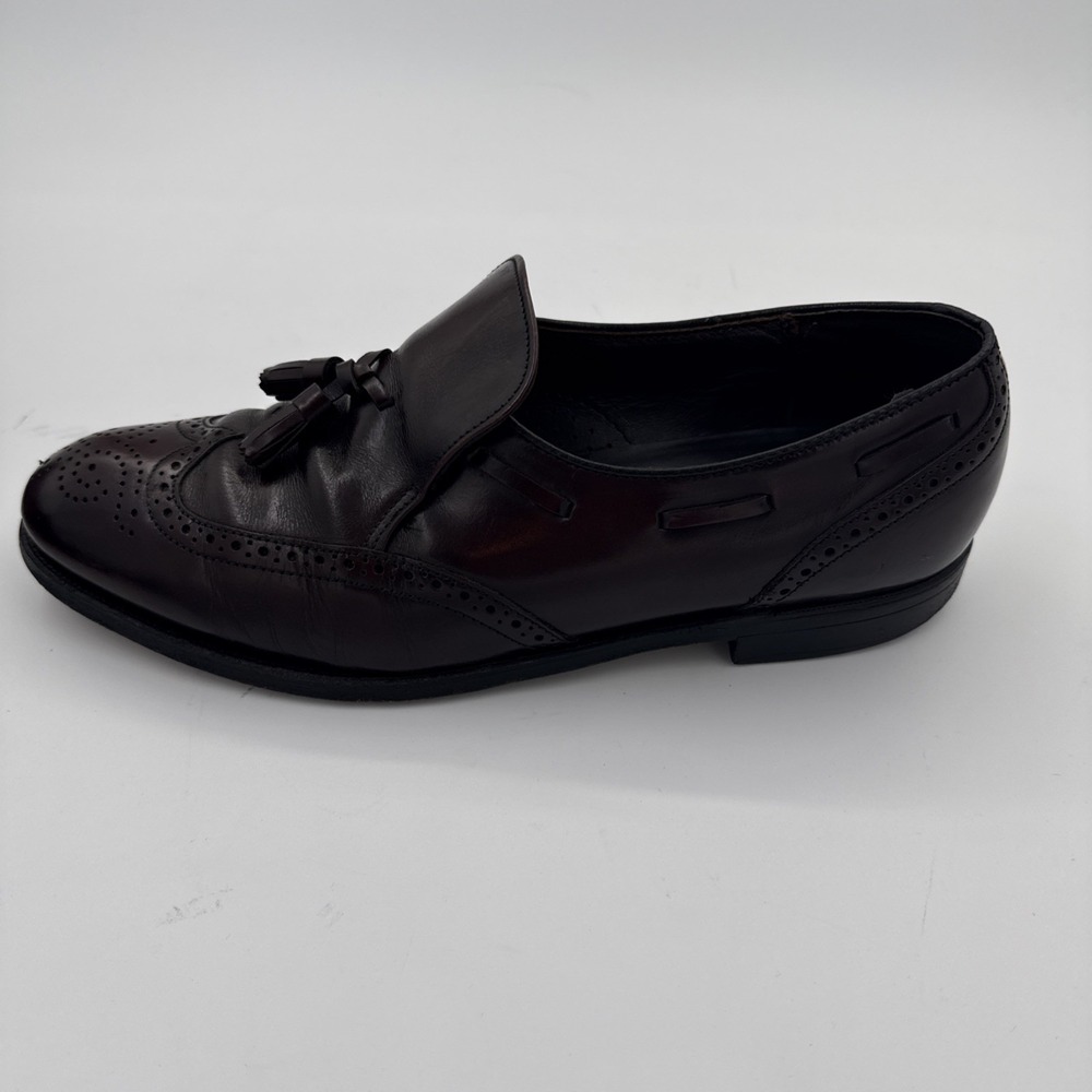 Dexter Mens 10.5 Burgundy Leather‎ Tassel Loafer Shoes Wingtip Brogue Design - Picture 10 of 13